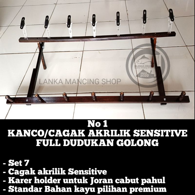 Kanco/Cagak joran timbang Akrilik sensitive full dudukan golong kayu premium