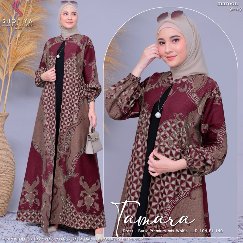 Tamara dress shofiya / original shofiya / dress tamara / tamara series / gamis batik / dress batik /
