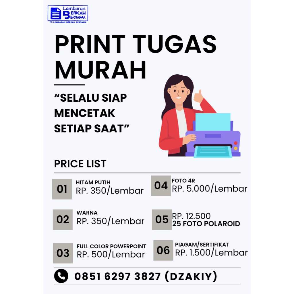 

Cetak Dokumen atau Skripsi Ekonomis 70 GSM A4