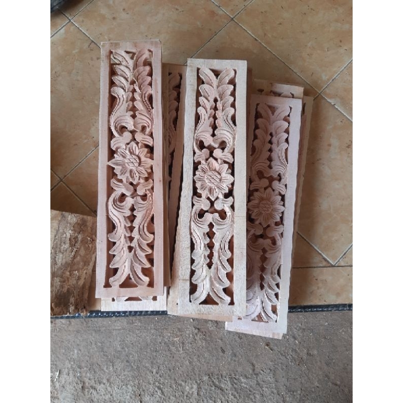 loster ukir ukiran kayu ornamen ukir loster kusen pintu boven lisplang jendela 12x50 cm