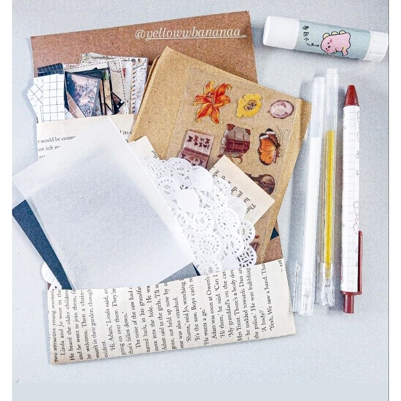 

48pcs jurnaling kit+3 pcs pena+ lem jurnaling kit aesthetic