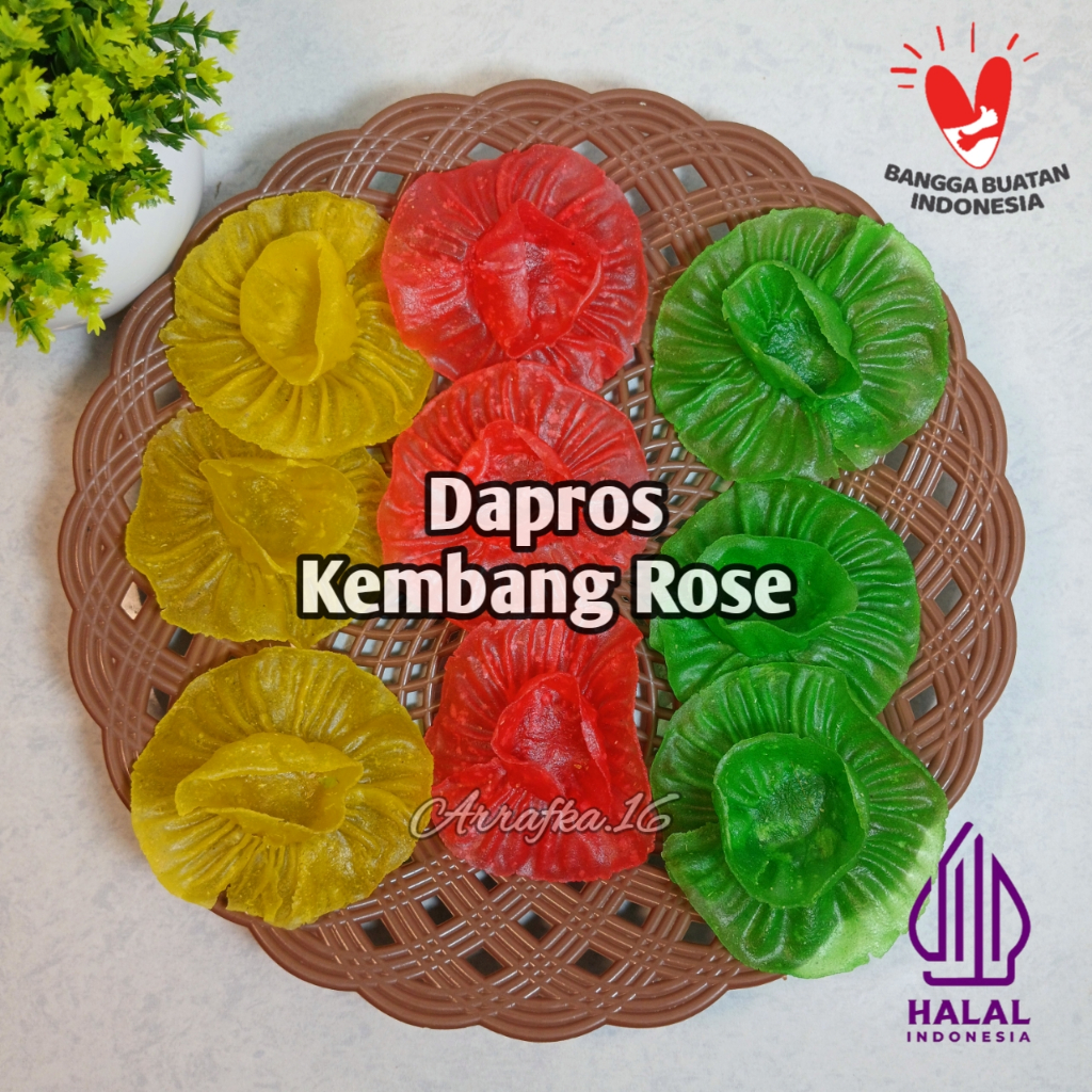 

Kerupuk dapros / kembang rose mentah / kembang rose warna