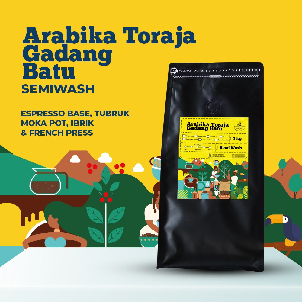 

Biji Kopi Arabika Toraja Gandang Batu - Djaloe Coffee Roastery - 1Kg 500Gram - Kopi Biji Utuh