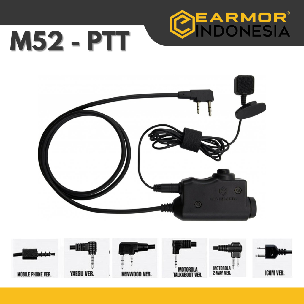 EARMOR M52 Tactical PTT for MIL PRC Radio