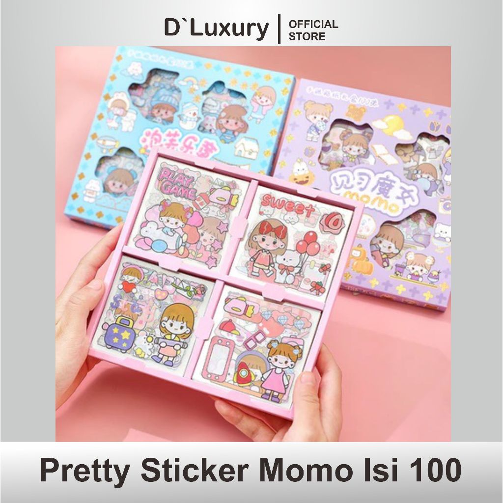

Stiker Box Momo Motif Kartun Korea Lucu Anti Air / Dekorasi DIY 1 Pack Isi 100 Lembar