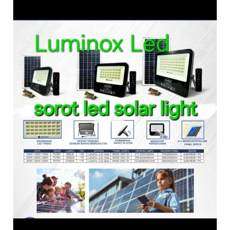 lampu sorot solar light hinolux 100w 200w 300watt / tembak led panel surya 100watt 200watt 300w smd