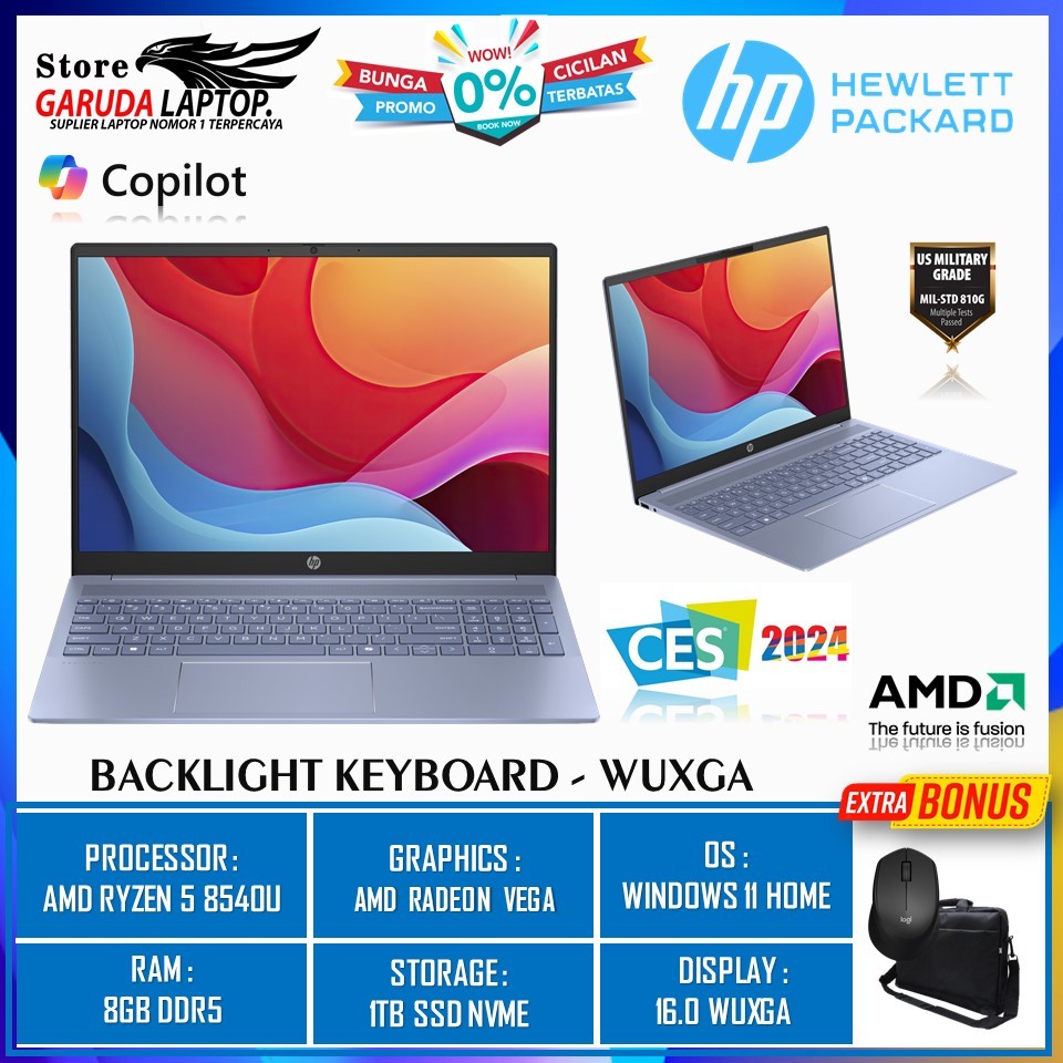 Laptop Gaming Terbaru Hp Pavilion 16 Amd Ryzen 5 8540U RAM 16GB DDR5 1TB SSD 16 WUXGA IPS BL