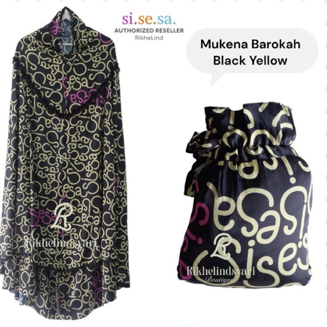 Mukena Sisesa Prayer Set Barokah Black Yellow