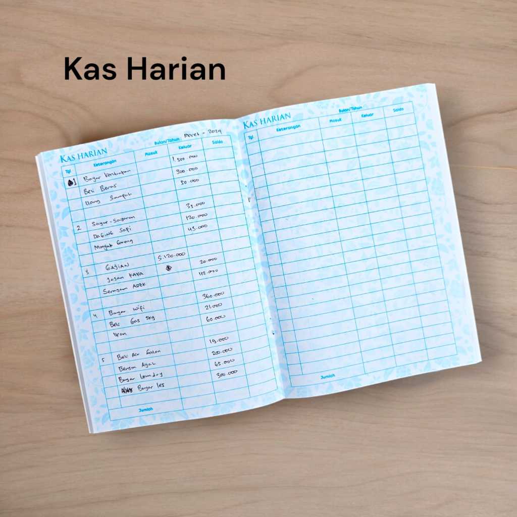 BUKU KAS Harian A5 - BUKU KEUANGAN USAHA UMKM / BUKU PEMBUKUAN KEUANGAN JILID STEPLES