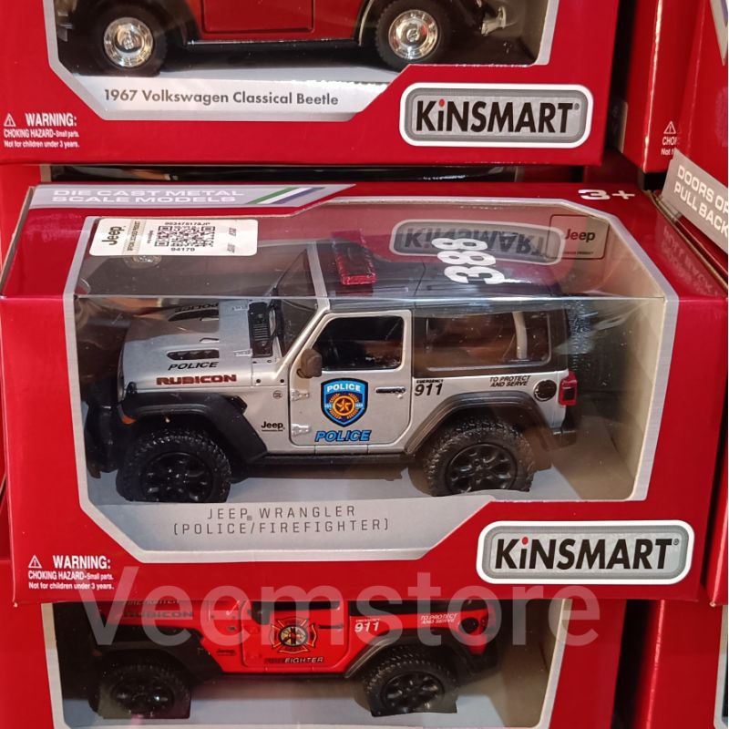 Die Cast 1:36 Jeep Wrangler Rubicon Police [Kinsmart] Ooen Doors Pullback