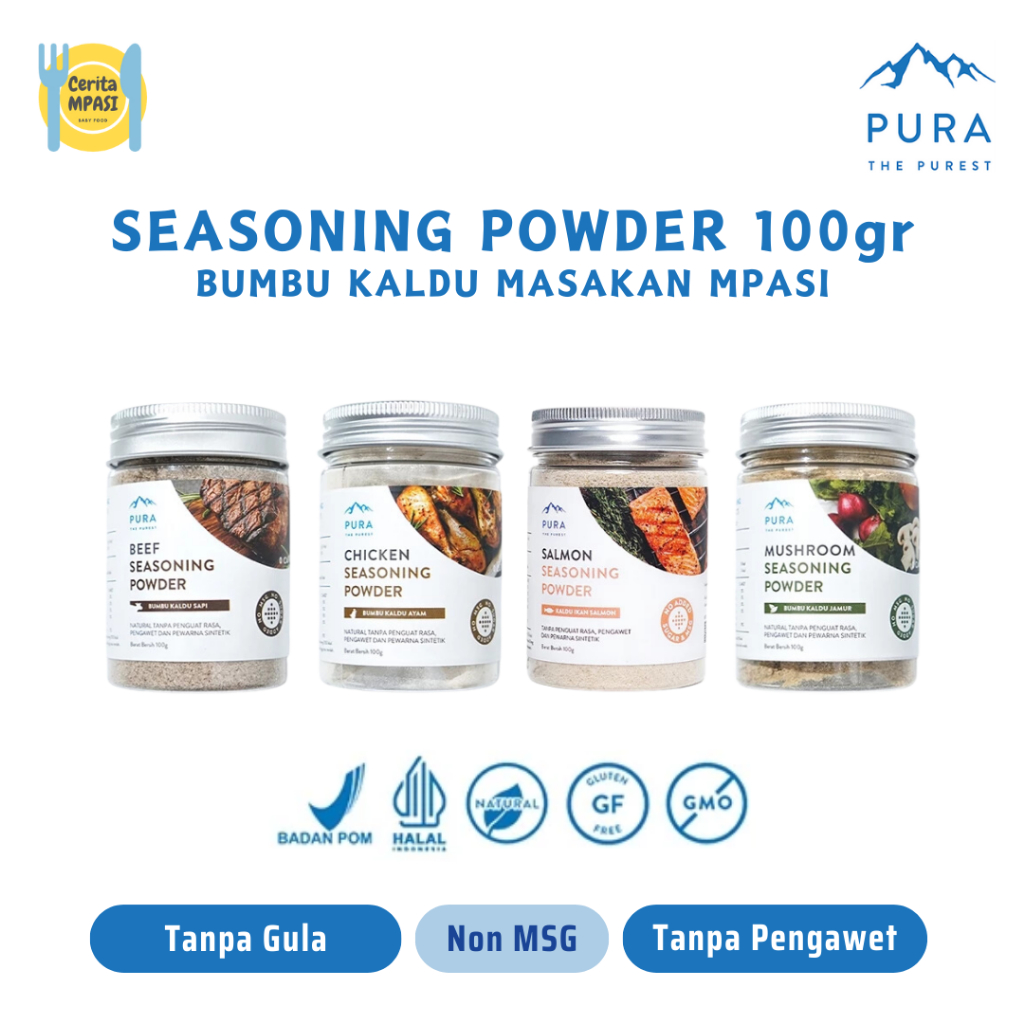 

Pura Seasoning Powder 100gr | Kaldu Bubuk Bayi & Anak MPASI | Non MSG | Kaldu Sapi | Kaldu Ayam