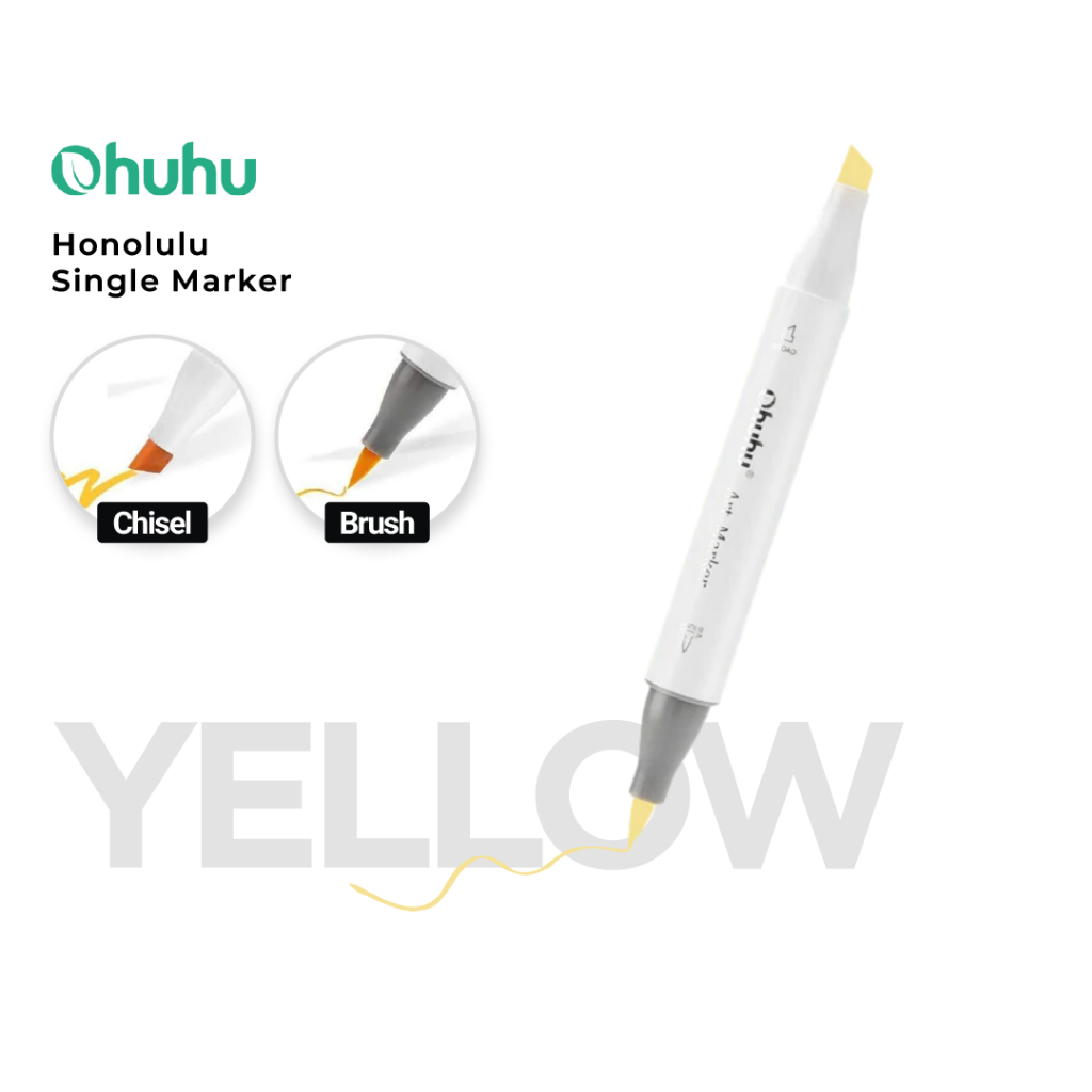 

OHUHU SINGLE Honolulu (Brush & Chisel) - YELLOW SERIES | 361 Colors Refill Marker Satuan