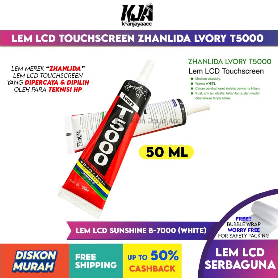 

ZHANLIDA Lvory T5000 Lem Perekat LCD Touchscreen White 50ml Multi Purpose Adhesive Glue Original