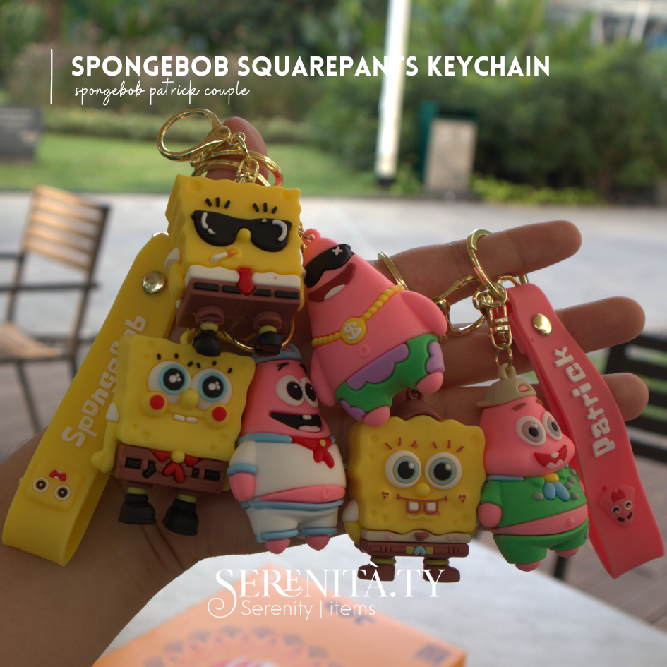 SERENITA.TY | Spongebob Patrick Couple Keychain | Spongebob Squarepants Cartoon | Ganci Kartun Pasan