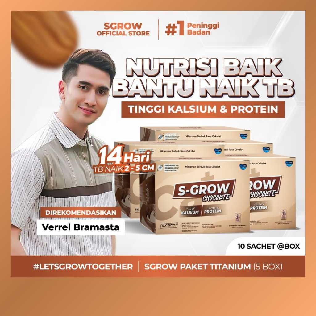 

S-GROW - Peninggi Badan Untuk Remaja dan Dewasa - 5 BOX CHOCOLATE