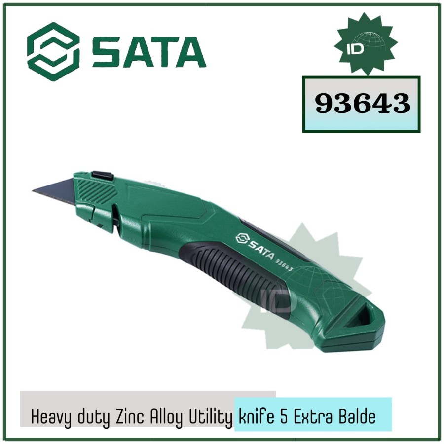 

Pisau Cutter Utilitas Paduan Seng, 5 Bilah Ekstra 93643 Heavy Duty Zinc Alloy Utility Knife Sata Tools