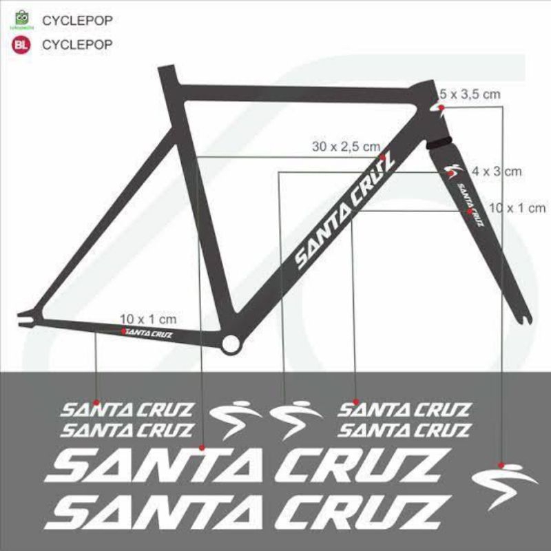 Stiker Sepeda Fixie Santa Cruz Cutting Sticker Sepeda MTB Santacruz