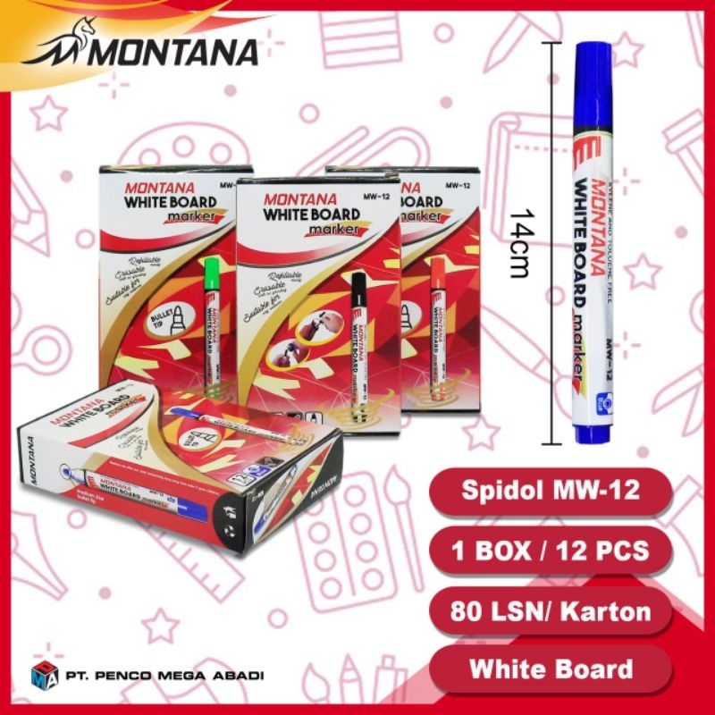 

GROSIR 1PACK(12PCS) MONTANA Mw12 Spidol whiteboard // Spidol murah