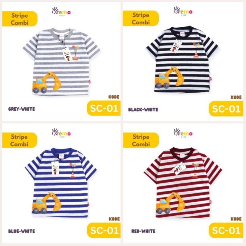 Kaos Anak Stripe Combi Motif Excavator