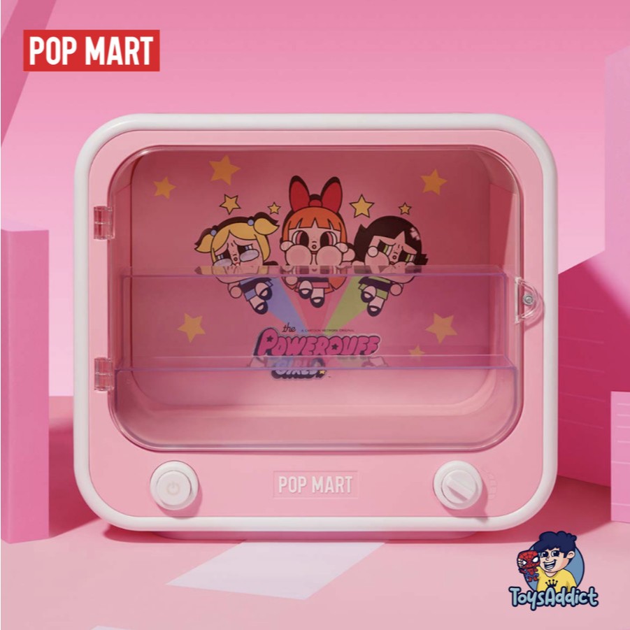 Popmart Crybaby x Powerpuff Girls Series TV Set Luminous Figurine Display Container Case Light Up