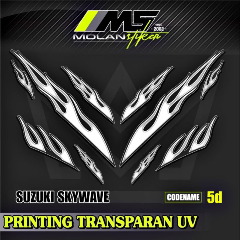 Decal Sticker Striping Variasi Transparan Uv Suzuki Skywave Api Skywave 125 2007-2011 Skywave NR Dec