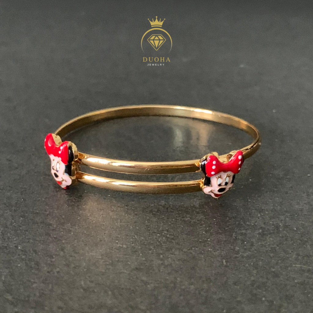 DuoHa Jewelry_Gelang Anak Bangle Mickey Mouse Lucu Berlapis Emas Impor Asli