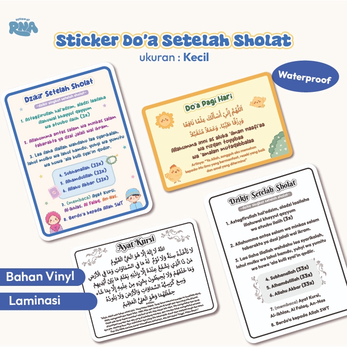 

Stiker Do'a Bacaan Setelah Sholat | Sticker Muslim | Dzikir Islam | Vinyl Waterproof | Gambar Lucu | Kecil