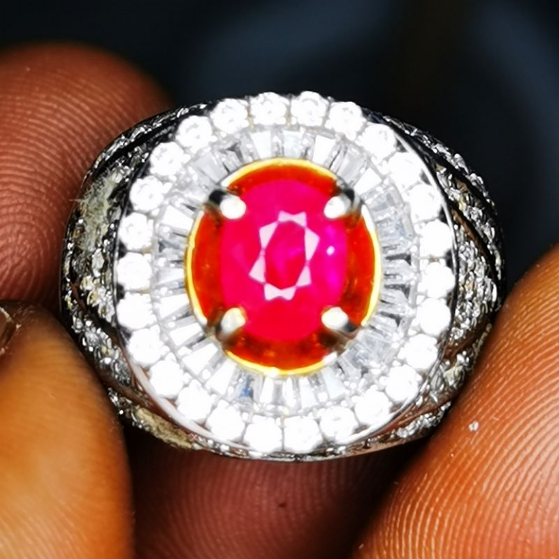 NATURAL RUBY BURMA RING PERAK TEPPER MIKROSETTING