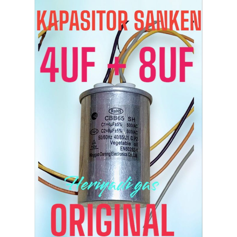 KAPASITOR ORIGINAL mesin cuci sanken 4+8 uf