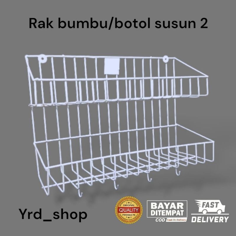 RAK BUMBU 2 SUSUN | RAK DAPUR | RAK BOTOL | RAK BUMBU GANTUNG | RAK TEMPEL | RAK BESI
