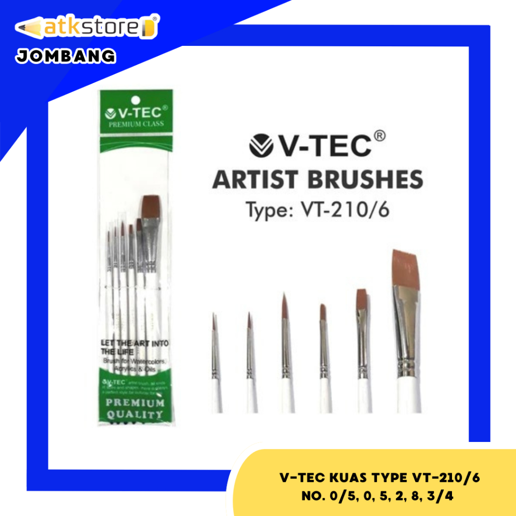 

VTEC KUAS TYPE VT-210/6 - KUAS LUKIS - PAKET KUAS LUKIS - ATJ