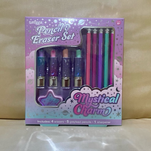 

Smiggle Team Up Pencil and Eraser Set Pink
