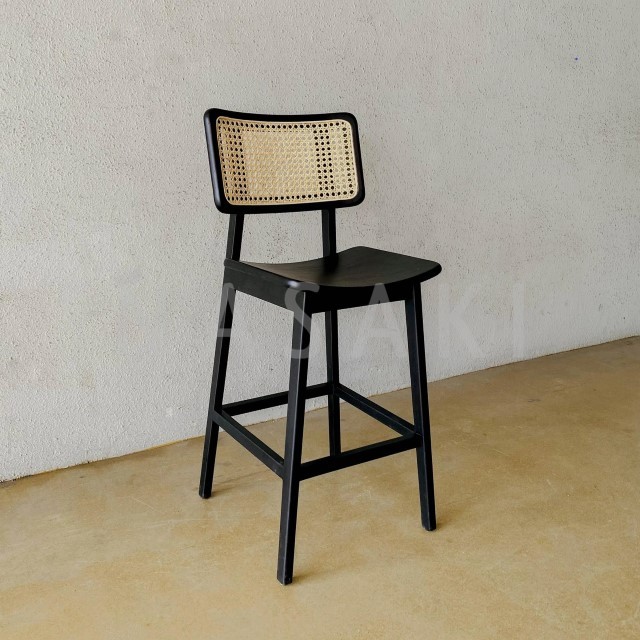 PORTER Bar Stool Kursi Tinggi Kayu Jati Rotan Minimalis Murah
