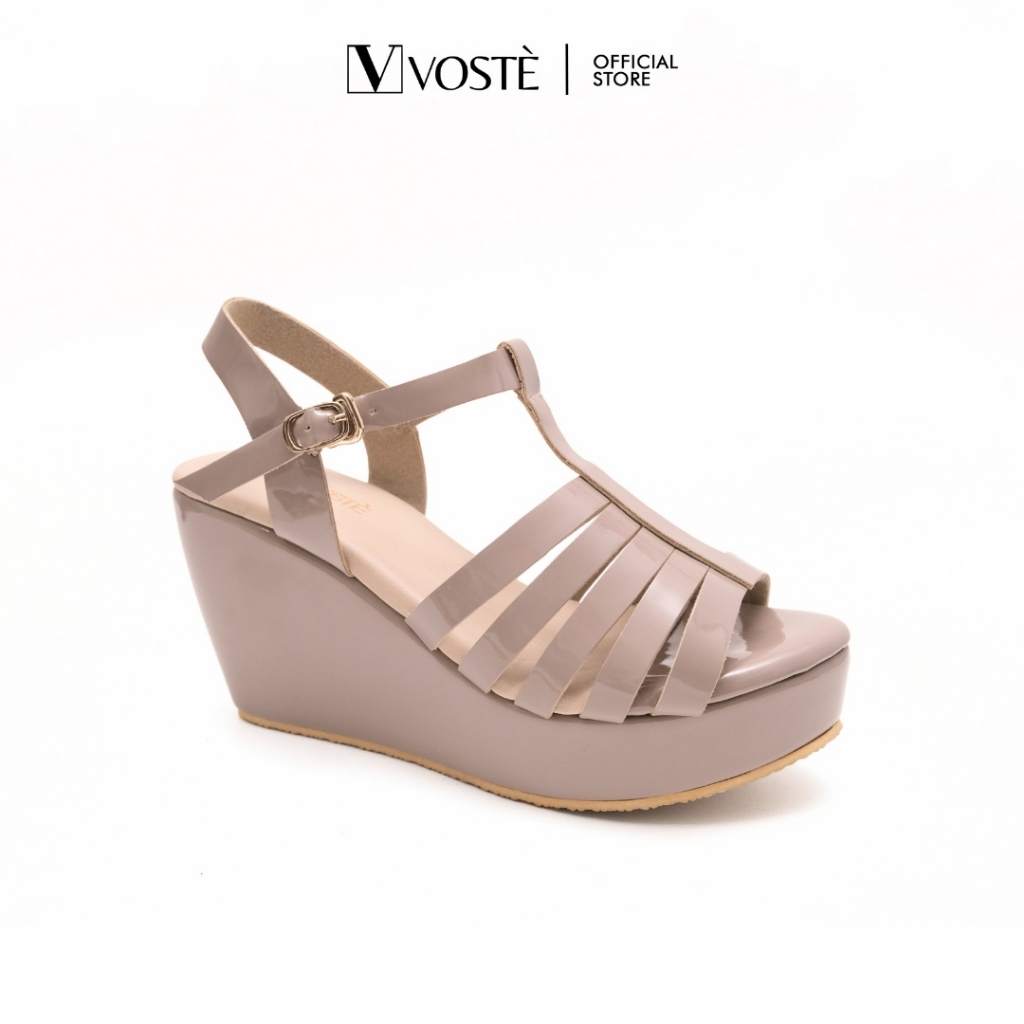 VOSTE Chloe – Sepatu Sandal Wedges Wanita Tali Pesta Premium 9cm