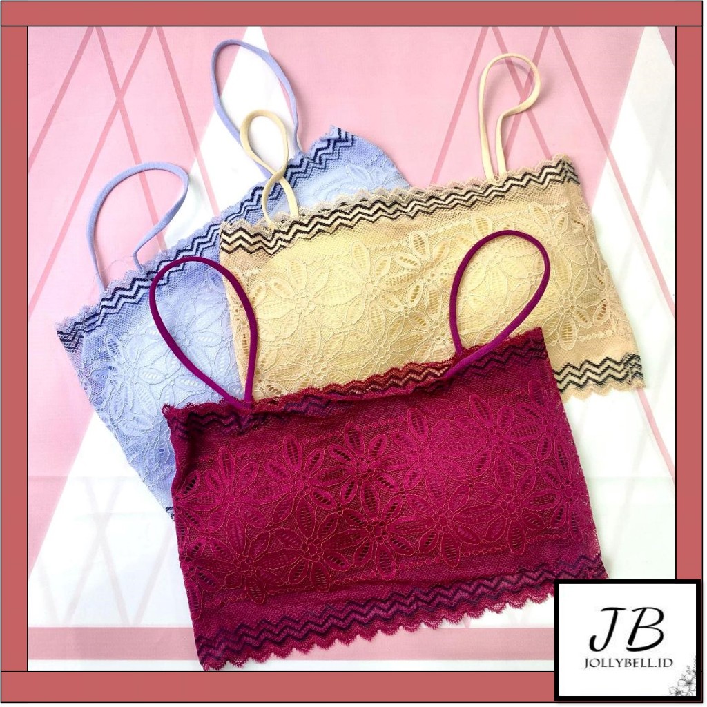 •Jollybell.id•BR924 Bra Renda Brukat Seamless Sport Bra BH Wanita Motif Bunga Import cod