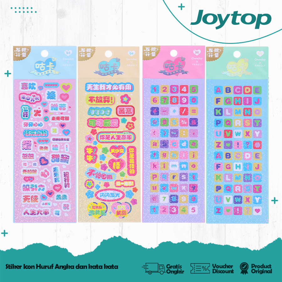

JOYTOP Stiker Cute Font Huruf Angka Alfabet Deco Diary