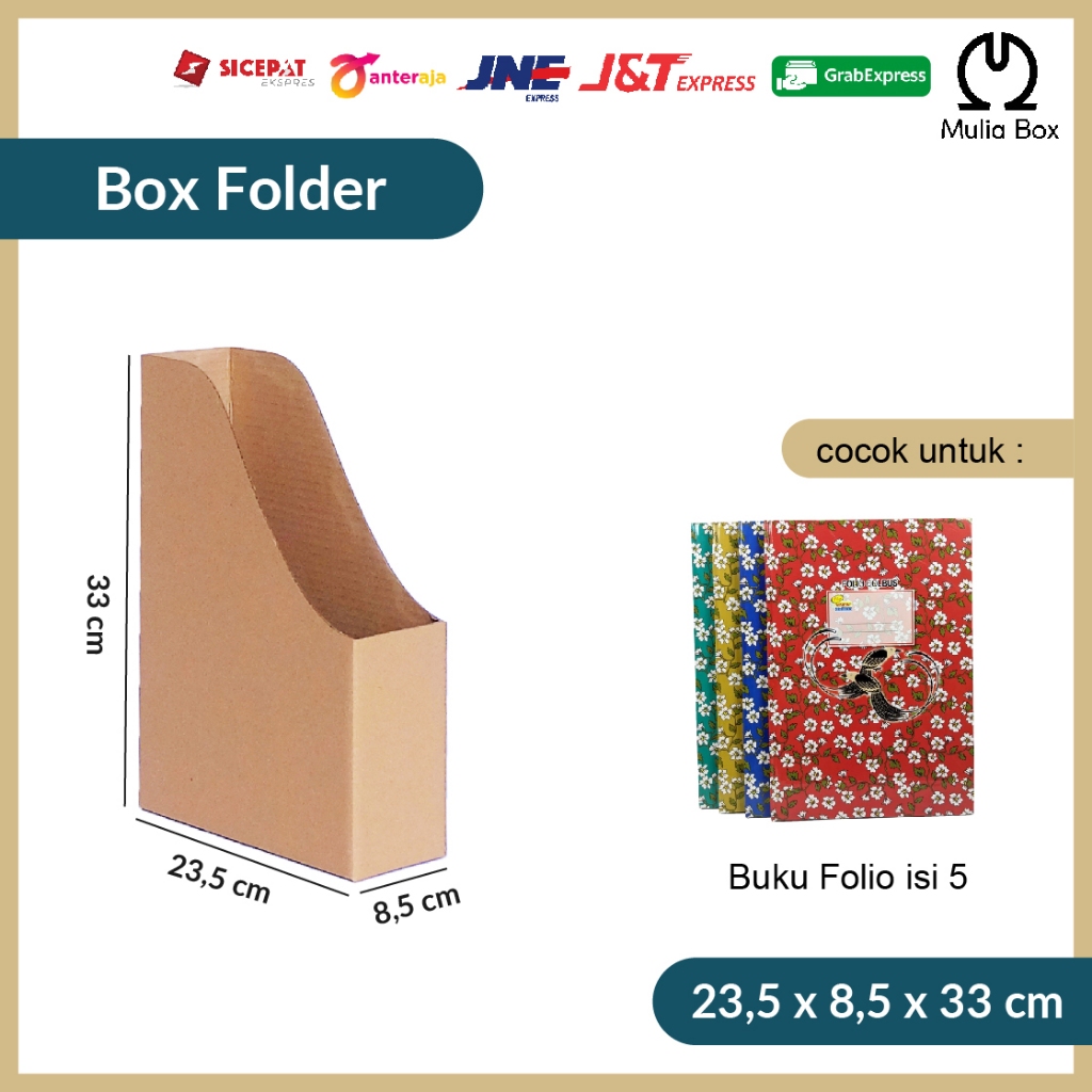 

Kardus Folder Box 23,5 x 8,5 x 33 cm Corrugated Die Cut Karton Dokumen Kertas Folder Tempat File Berkas Kantor