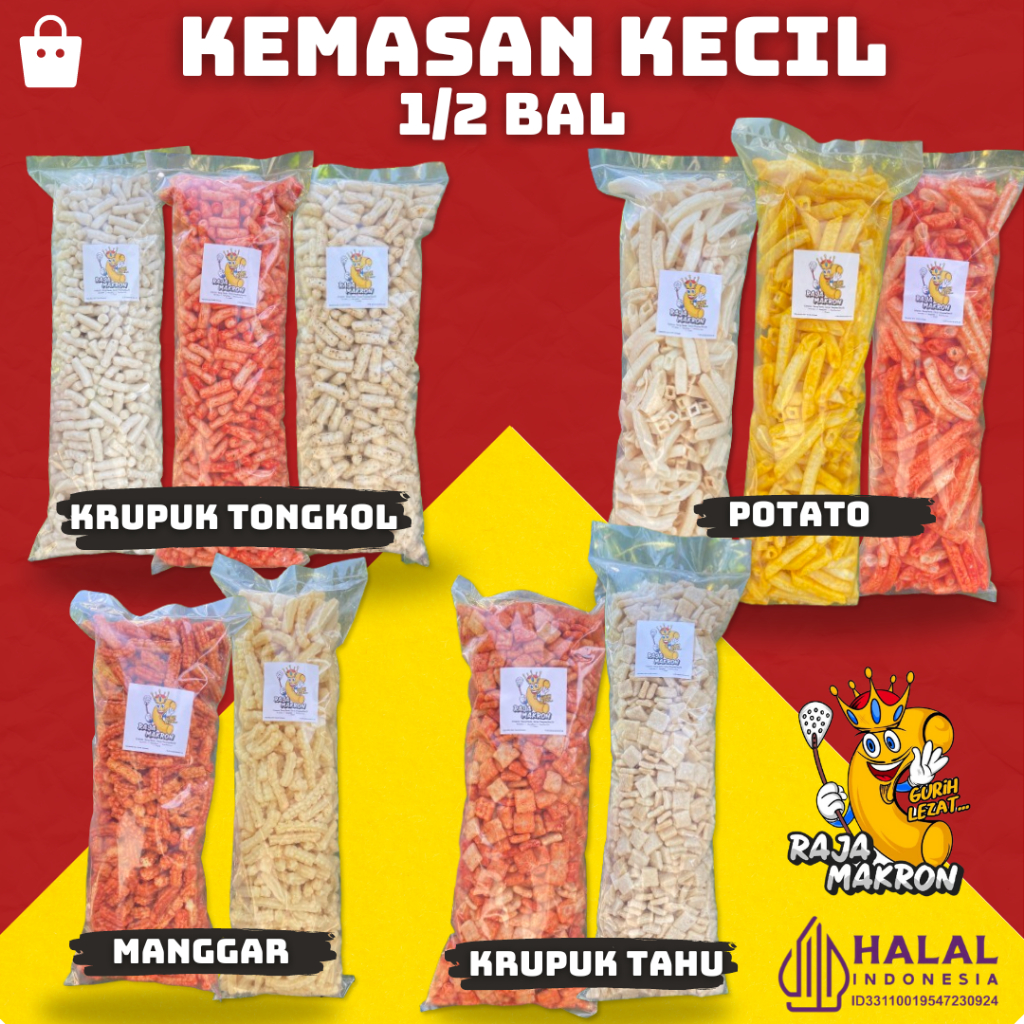 

1/2 BAL MANGGAR CAMILAN 500GR KRUPUK TONGKOL, MANGGAR, KRUPUK TAHU,DAN 360GR POTATO