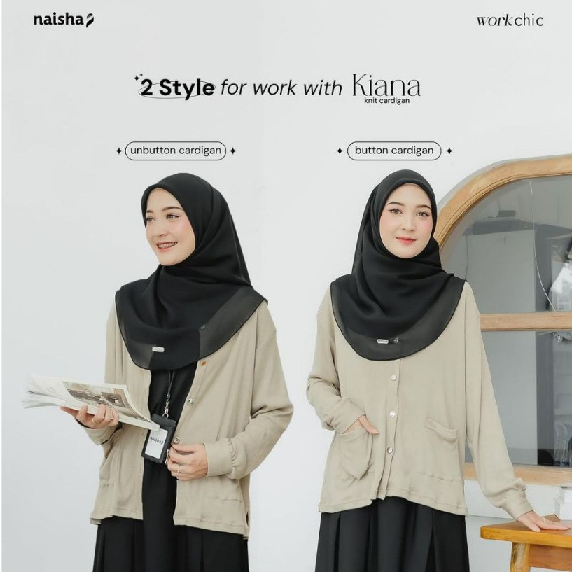 Naisha Workchic - Kiana Knit Cardigan - Kardigan Muslimah Syari - Outfit Kerja Casual & Elegan