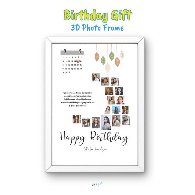 Birthday Gift V.2 Gya.Gift KADO ULANG TAHUN 3D Frame | Ucapan Selamat | Hadiah Frame | Gift Frame | 
