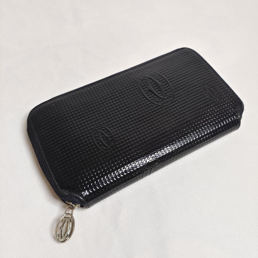 Cartier Happy Birthday Round Zipped Black Long Wallet Preloved Dompet Wanita