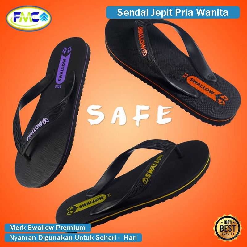 Sandal Jepit Hitam Swallow Sandal Jepit Cowok Cewek Sandal Swallow Sendal Jepit Swallow Original No 