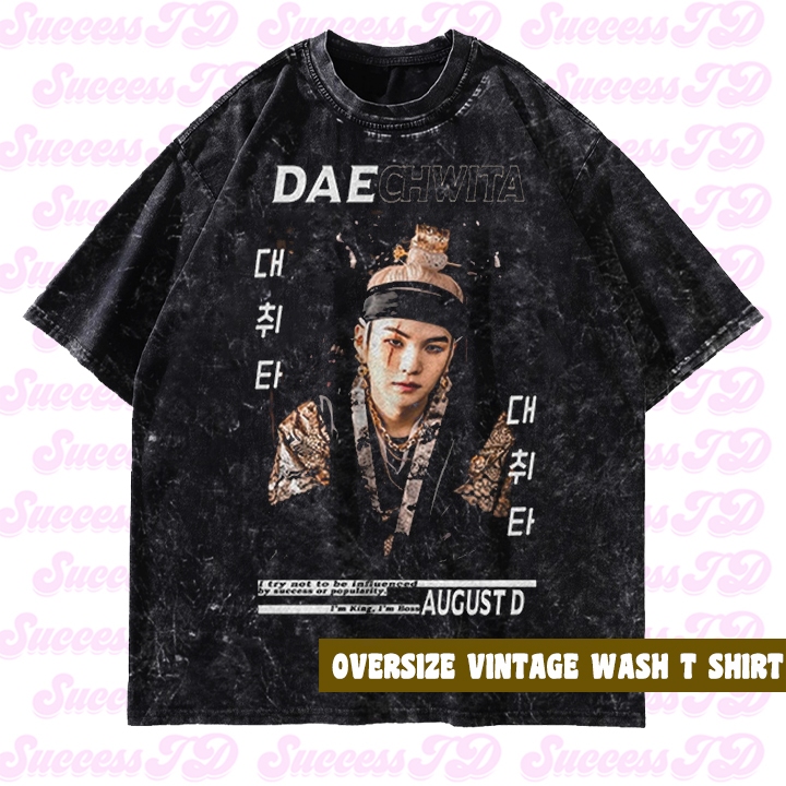 Kaos Oversize Suga Vintage Wash Kaos Basic Daechwita Black Unisex