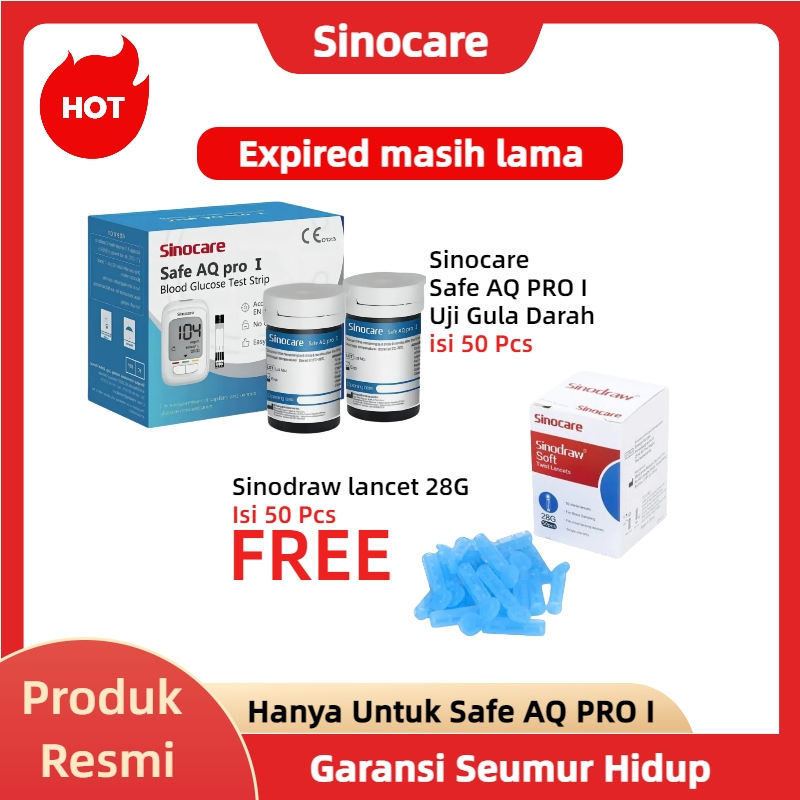 Sinocare Safe AQ Pro I Strip Cek Gula Darah 50 Strip strip tes gula darah sinocare strip gula darah