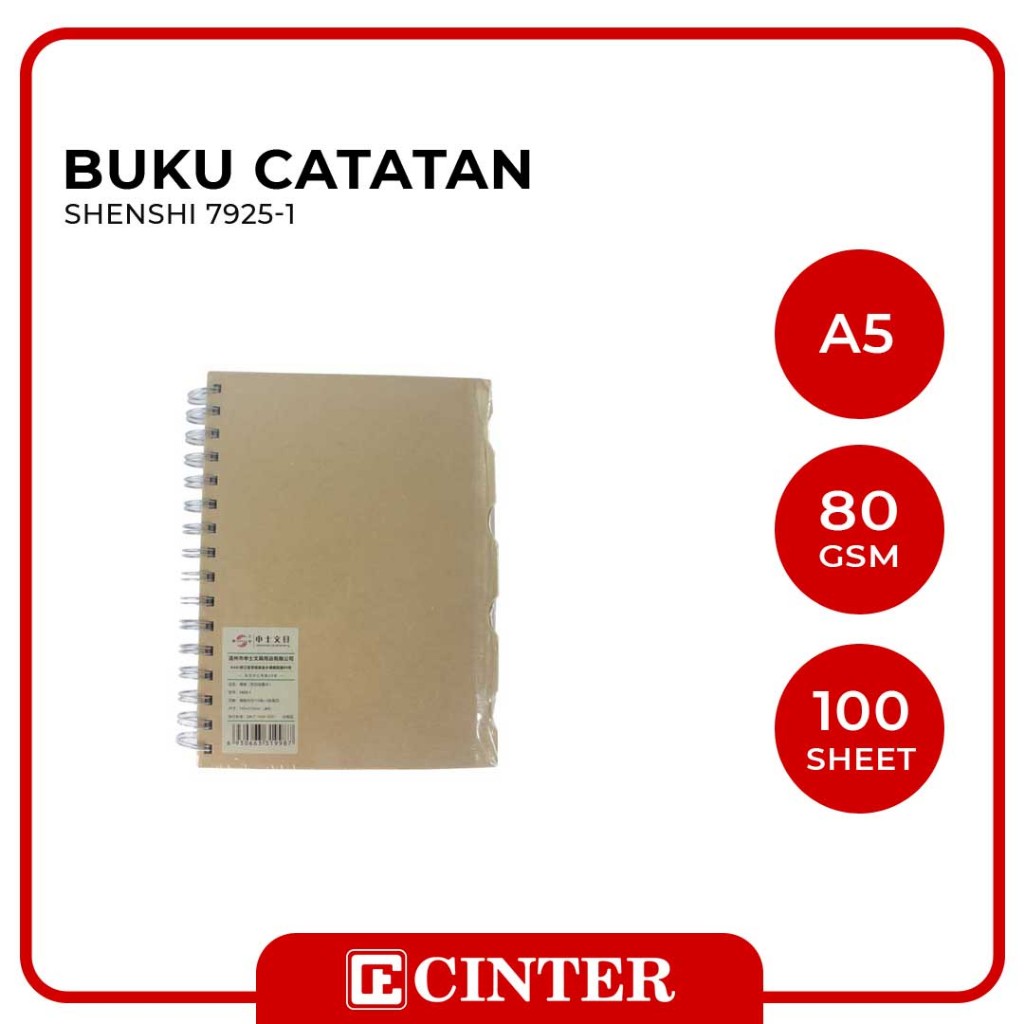 

SHENSHI - BUKU CATATAN / NOTE BOOK / BUKU SPIRAL A5 7925-1 INDEX H.COVER POLOS