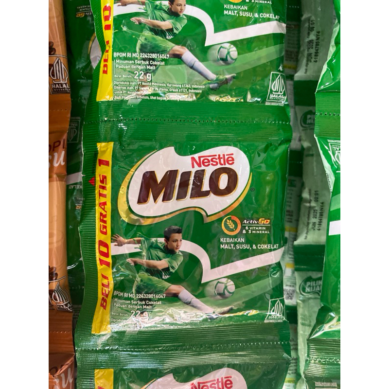 

milo 22gram 1 renteng isi 10pcs gratis 1pcs