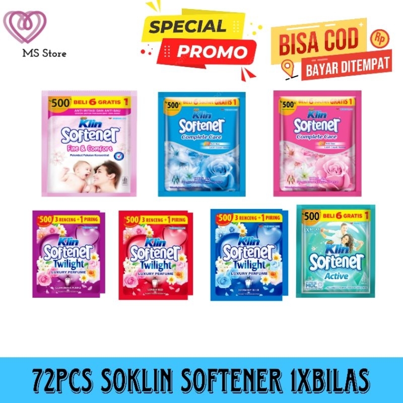 72 PCS Murah Soklin Softener 1x bilas sachet renceng
