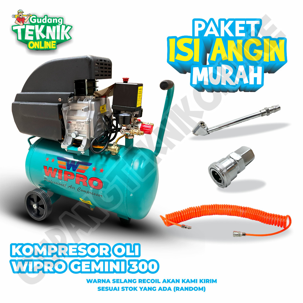 WIPRO Kompresor Angin 24L WIPRO GEMINI-300 1.5HP 220V / Kompresor Udara LISTRIK 24 Liter Compressor 