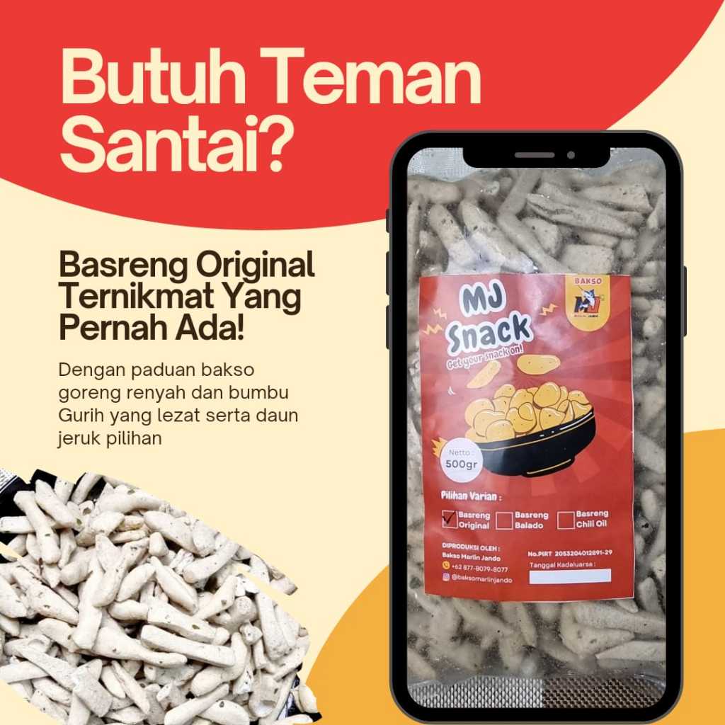 

Basreng Original Ekstra Daun Jeruk 500gr MJ Snack Cemilan Instan