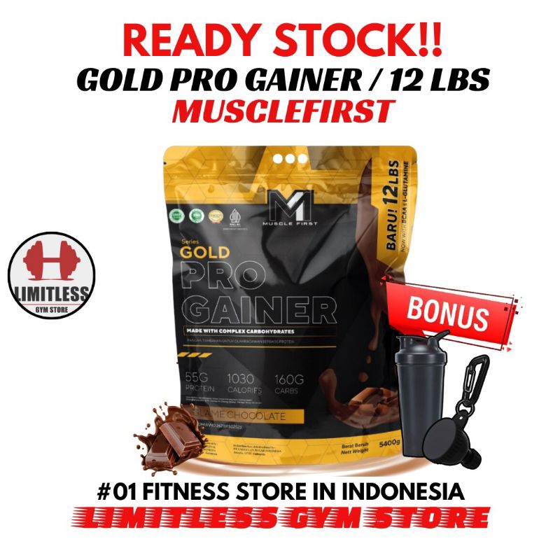 M1 Muscle First GOLD PRO GAINER 12Lbs 5400 Gram - Susu Protein Gainer Untuk Pemula BPOM Halal
